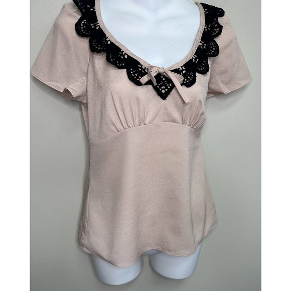 PHILOSOPHY DI ALBERTA FERRETTI Crochet Trim Top ~ Beige~USA 4/ I 40 - Picture 2 of 8